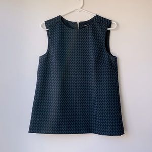 Theory Wool Sleeveless Top Blue Black Houndstooth Shirt - Medium